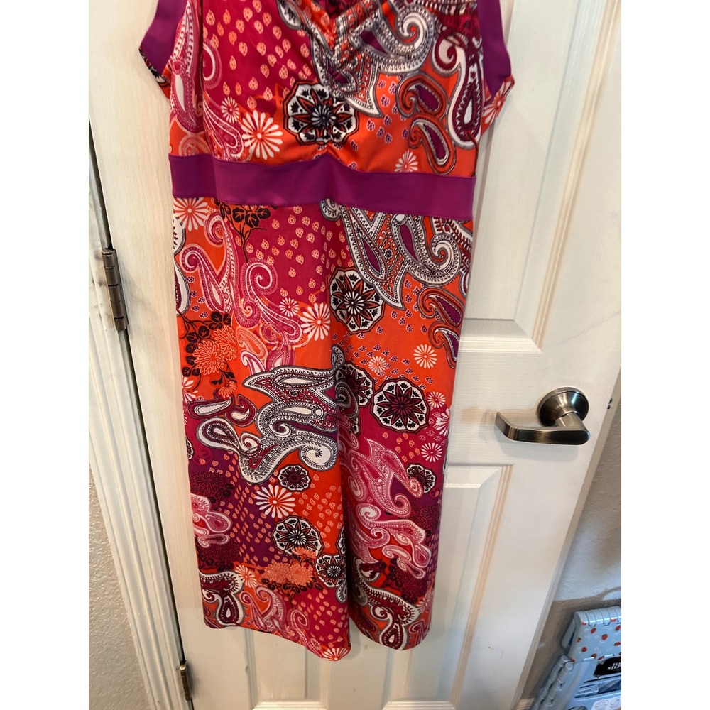 Prana Athletic Dress Orange Magenta Paisley Print Crossback Shelf Bra Yoga Hike - Picture 2 of 7